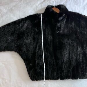 Black Fur Bomber Jacket
